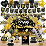 Happy Retirement Party Decorations for Men and Women Black and Gold