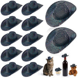 Sotiff 12 Pcs Mini Cowboy Hat Tiny Disco Glitter Hats for Crafts Black