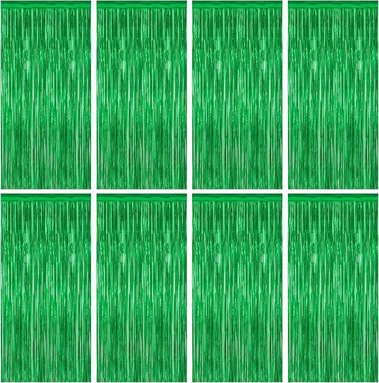 8 Pack Green Streamer, 3.28 FT x 7.05 FT Dinosaur Backdrop, Metallic