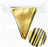 Black and Gold Party Decorations Triangle Pennant Banner Flag