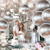 KatchOn, Large Silver Disco Ball Balloons - 22 Inch, Pack of 6 -