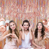 Photo Backdrop for Mothers Day Decorations, Melsan Rose Gold Tinsel