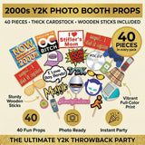 2000s Y2K Photo Booth Props - 40 Pieces - Throwback Y2K Party