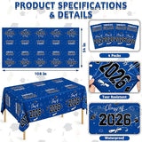 QZYL 4 Pack Graduation Tablecloth, 54" x 108" Blue Graduation Table