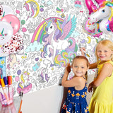 Unicorn Coloring Tablecloth for Kids Magical 30x72 Inch Poster with