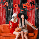 8 Pack Halloween Party Supplies, 3.28 FT x 7.05 FT Red and Black Foil
