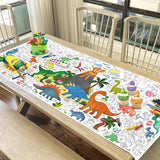 Dinosaur Coloring Tablecloth for Kids Jumbo 30x72 Inch Poster with