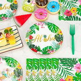 peony man 105 PCS Tropical Luau Party Supplies Hawaii Disposable