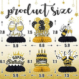 Black and Gold Birthday Decorations – 12Pcs Honeycomb Table