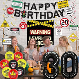 30th Birthday Decorations Men Women Caution Logo Level 30 Unlocked