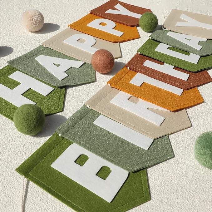 Wild One Felt Green Happy Birthday Banner Birthday Decorations for