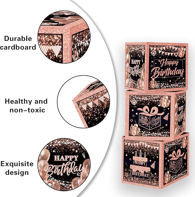 Rose Gold Birthday Party Decorations Kit for Women 4pcs birthday