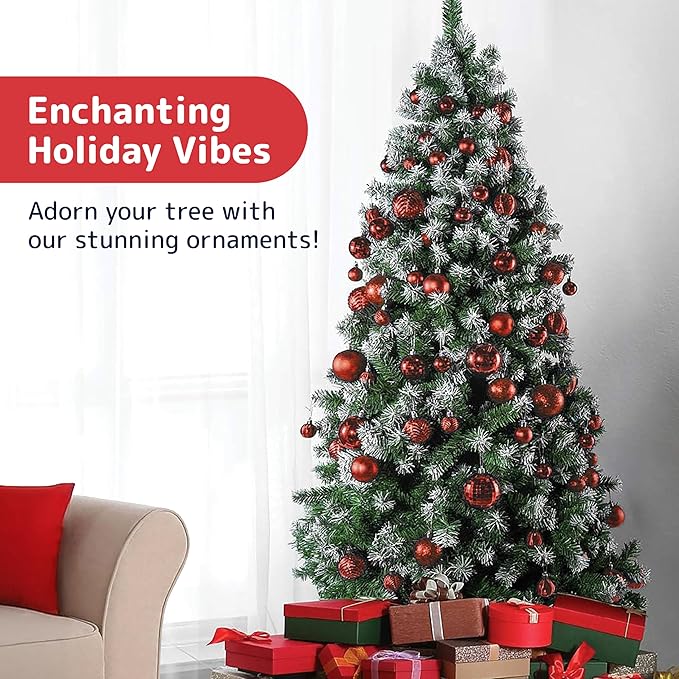 Prextex 36-Pieces Red Christmas Ornaments Set - Shatterproof, Festive