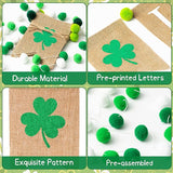2PCS St Patrick's Day Burlap Banner Felt Ball Garland Set Shamrock
