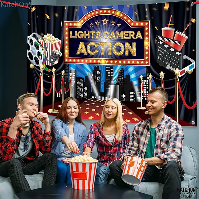 Lights Camera Action Backdrop Large 72x44 Inch Movie Theme Party