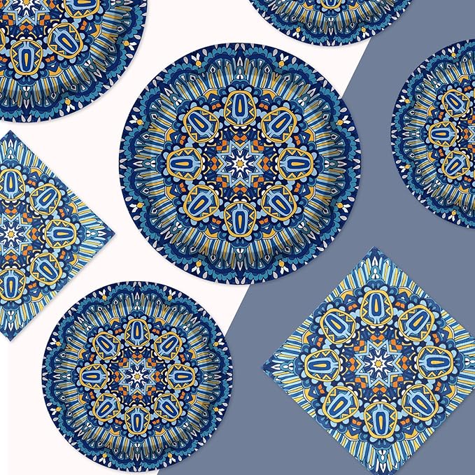 200Pcs Boho Party Decorations Vintage Bohemian Retro Style Paper