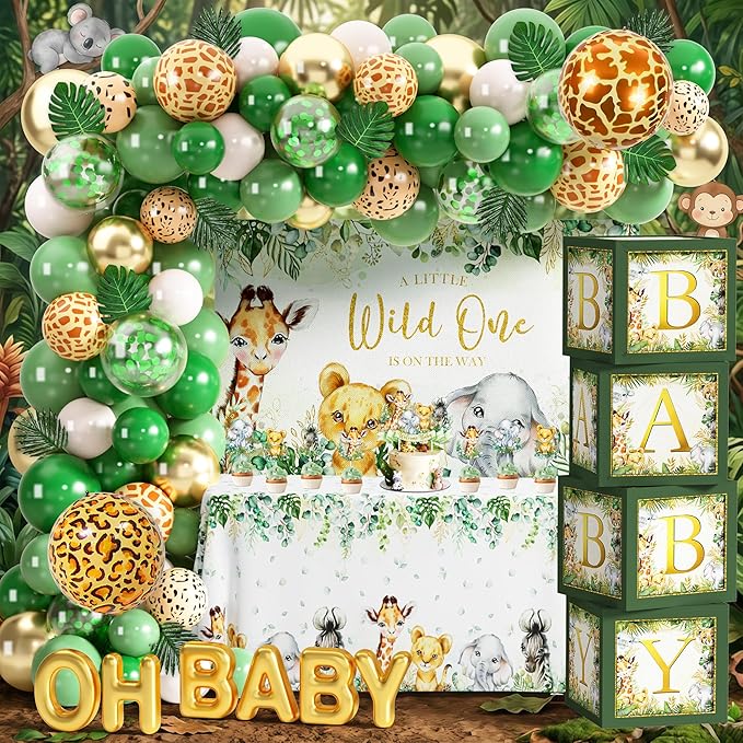 Safari First Birthday Decorations for Boy 116 Pcs Wild One Birthday