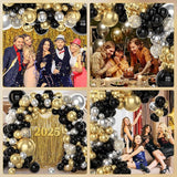 Amandir 153pcs Black and Gold Balloons Arch Garland Kit Different