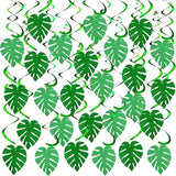 64 Pcs Hawaiian Luau Party Palm Leaves Swirl Decorations Hanging