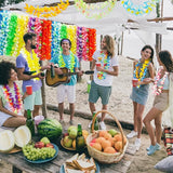 200pcs Hawaiian Leis Bulk, Colorful Luau Party Decorations Silk