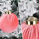 Velvet Christmas Ornaments Balls for Tree - 15pcs Pink Christmas