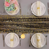 Snowkingdom Black and Gold Cheesecloth Table Runner 10 FT, Sheer