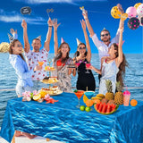 OHOME 2 Pack Beach Party Decorations - Ocean Waves Plastic Tablecloth