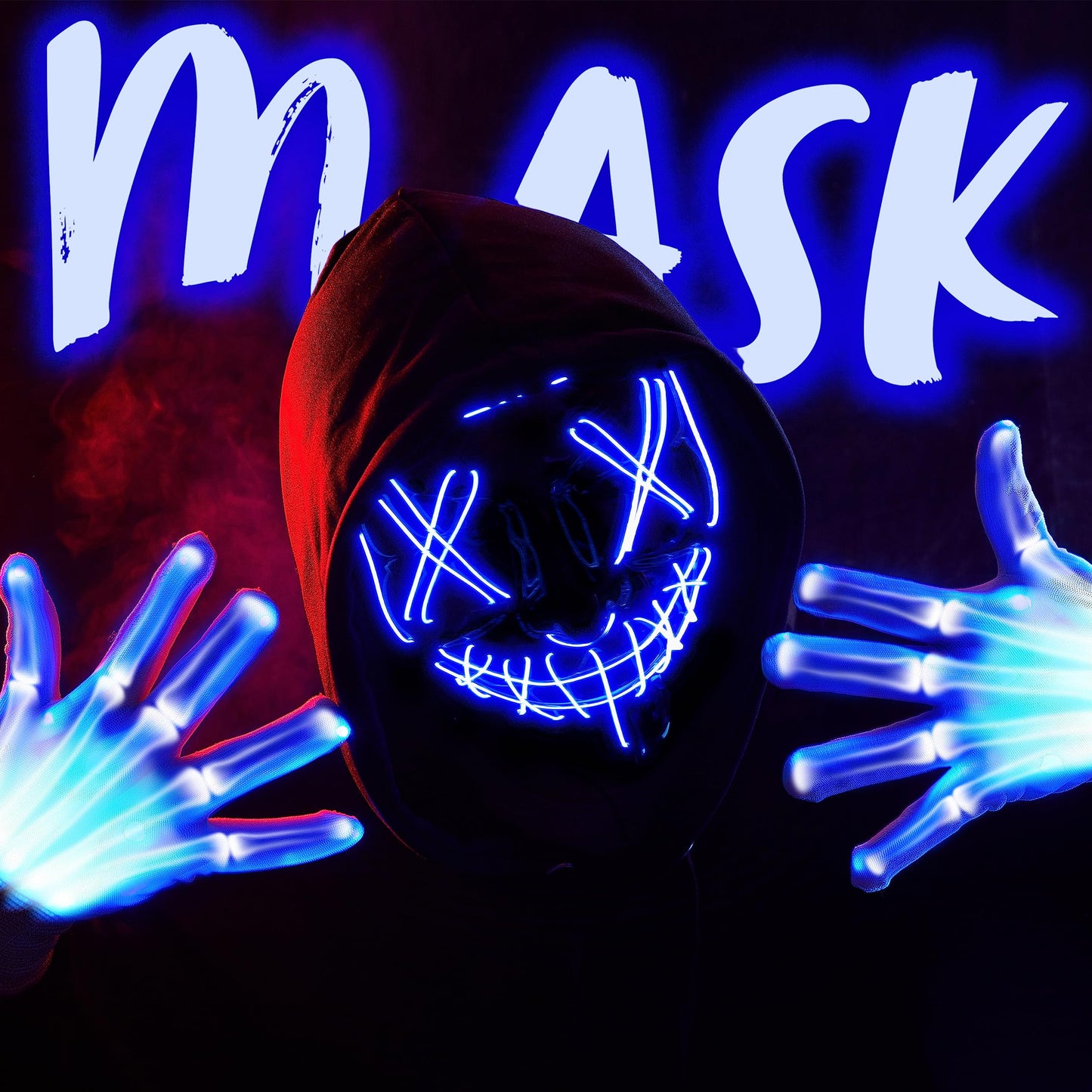 JOYIN Halloween Led Mask, Light Up Mask and Gloves for Cosplay Costume