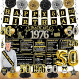 50th Birthday Decorations for Men Women 21pcs the Year 1976 Banner