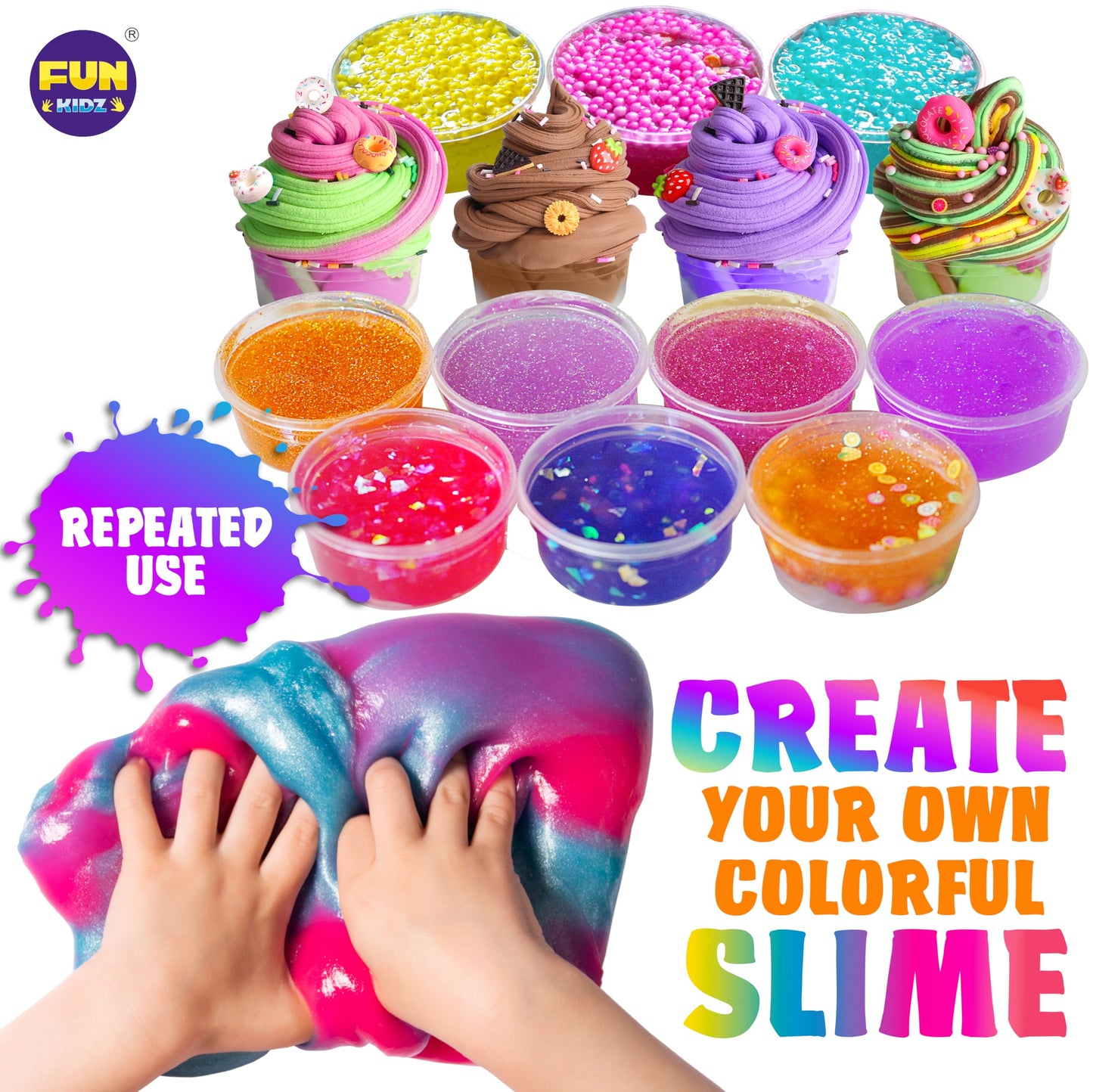 33 Cups Jumbo Slime Kit for Kids, FunKidz Premade Ultimate Slime Pack