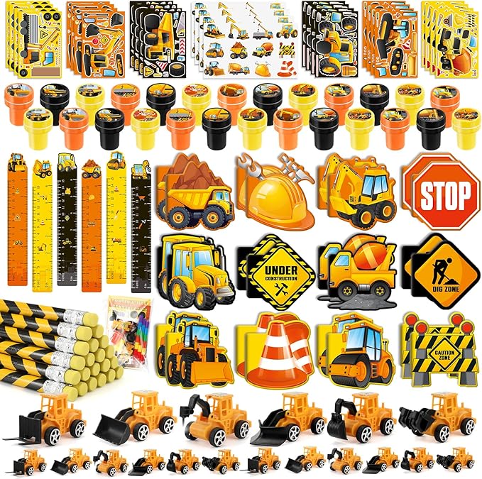 192Pcs Construction Party Favors Excavator Tractor Theme School