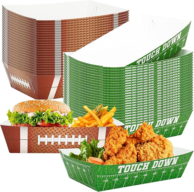 50PCS Football Party Decorations Football Paper Snack Tray Large