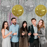 Disco Ball Balloons Gold Silver 4PC,Foil Disco Balloons 22 Inch 4D