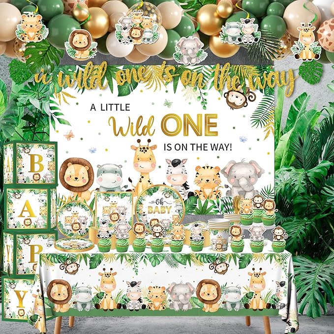 Safari Baby Shower Decorations 262pcs Wild Birthday Decorations