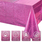 8 Pack Iridescence Plastic Tablecloths Shiny Disposable Laser