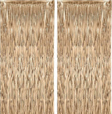 Voircoloria 2 Pack Champagne Foil Fringe Backdrop Curtains, Tinsel