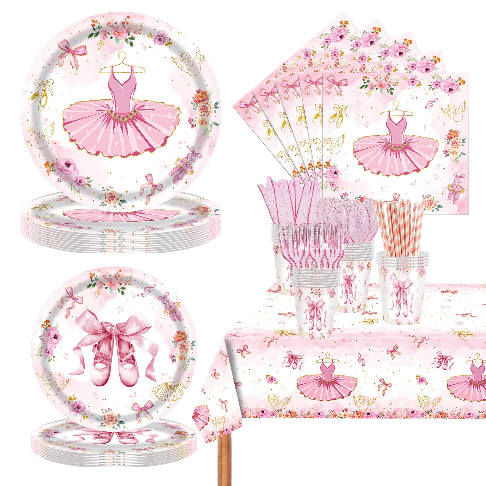 GalaHub 193Pcs Ballerina Birthday Party Decorations for 24 - Ballet