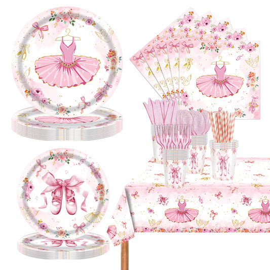 GalaHub 193Pcs Ballerina Birthday Party Decorations for 24 - Ballet