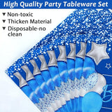 Boy 1st Birthday Party Tableware Set Blue 96 Pcs 24 Guests Paper