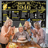 DARUNAXY 80th Birthday Black Gold Party Decoration, Back in 1946