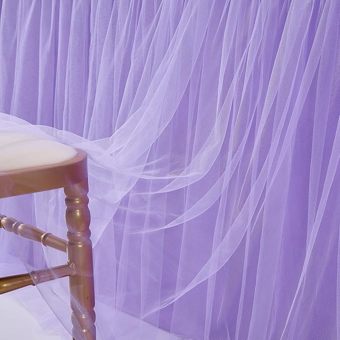Purple Tulle Table Skirt Baby Shower Table Cloth for Rectangle