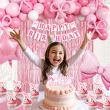Pink Bow Birthday Decorations for Girls Women, Coquette Birthday