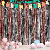4 Pack Sparkle Red and Black Fringe Curtain - 3.3x6.6 Feet Tinsel