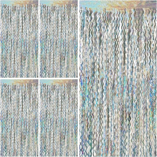 Tinsel Foil Fringe Curtains Wavy Backdrop for Parties Sparkle #10