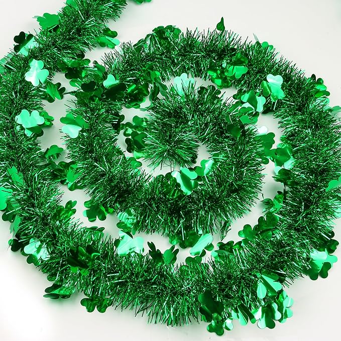 50 FT St Patricks Day Decorations Shamrock Garland Decor Green