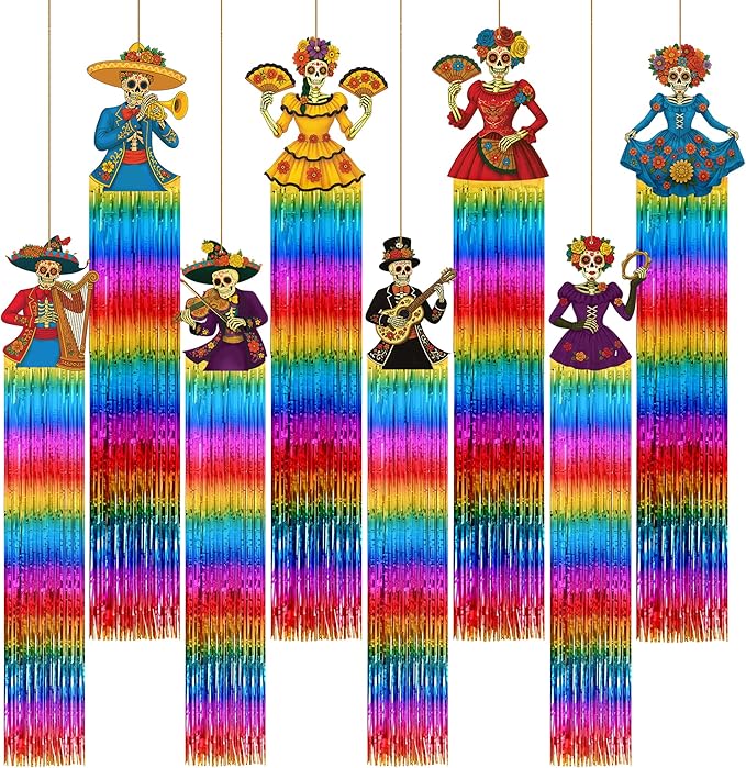 KatchOn, Halloween Fringe Curtain with Skeleton Cutouts – Pack of 8 |