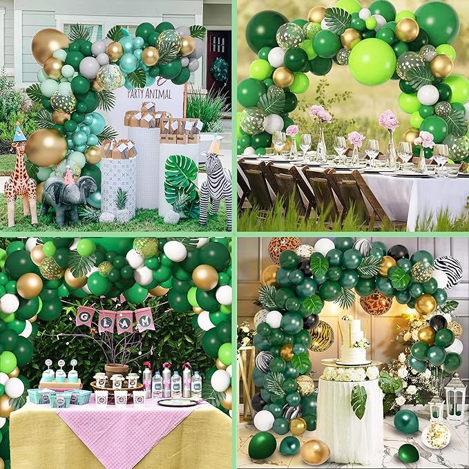 Amandir 153pcs Green and Gold Balloon Garland Arch Kit, Different
