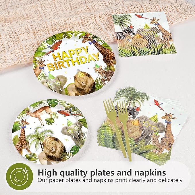 96Pcs African Safari Birthday Party Decorations Supplies Jungle
