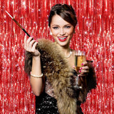 GCB 2 Pack Red Tinsel Backdrop, Fringe Curtains, Red Foil Tinsel