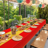 8Pack Disposable Plastic Party Tablecloths and Satin Table Runner Set